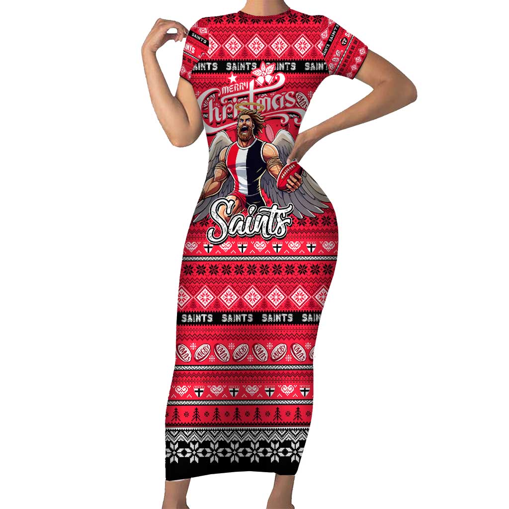 Personalized Saints Rugby Xmas Short Sleeve Bodycon Dress Australia AFL Mascot