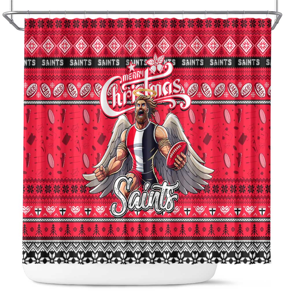 Saints Football Xmas Shower Curtain Australia AFL Mascot