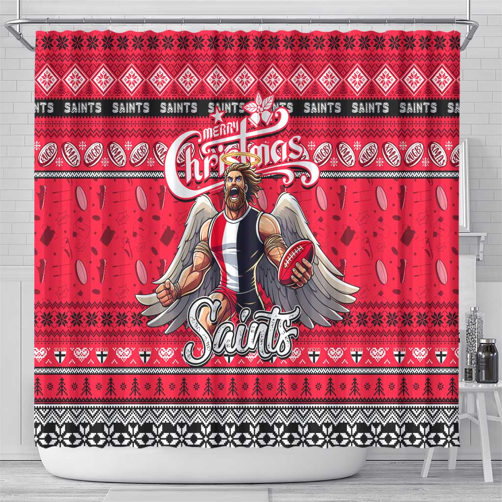 Saints Football Xmas Shower Curtain Australia AFL Mascot