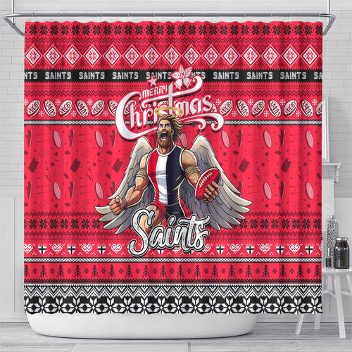 Saints Football Xmas Shower Curtain Australia AFL Mascot