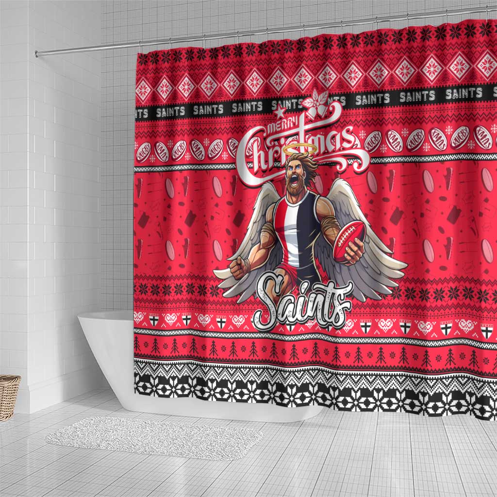 Saints Football Xmas Shower Curtain Australia AFL Mascot