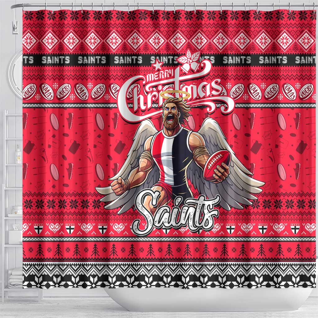 Saints Football Xmas Shower Curtain Australia AFL Mascot