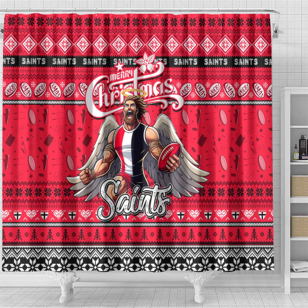Saints Football Xmas Shower Curtain Australia AFL Mascot