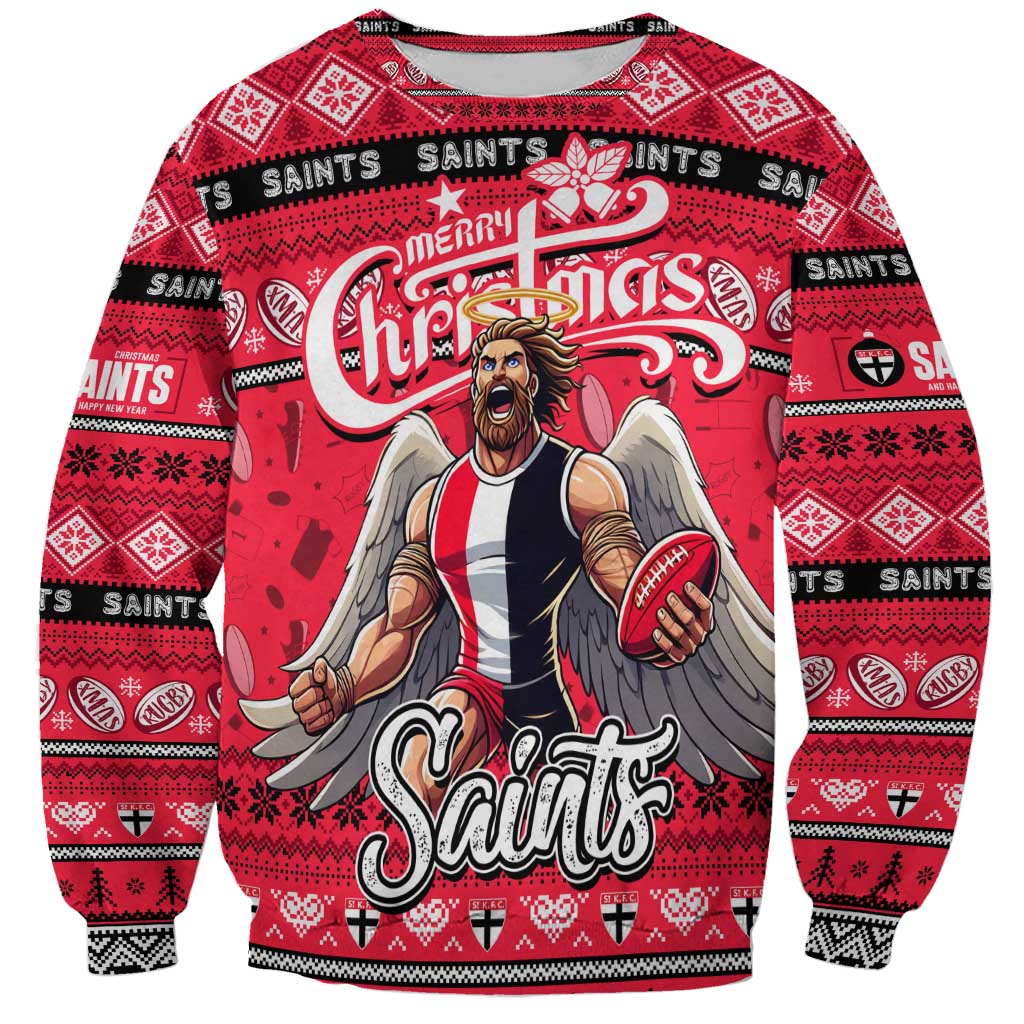 Personalized Saints Rugby Xmas Sweatshirt Australia AFL Mascot