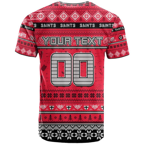 Personalized Saints Rugby Xmas T Shirt Australia AFL Mascot