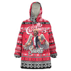 Personalized Saints Rugby Xmas Wearable Blanket Hoodie Australia AFL Mascot
