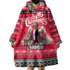 Personalized Saints Rugby Xmas Wearable Blanket Hoodie Australia AFL Mascot