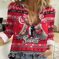 Personalized Saints Rugby Xmas Women Casual Shirt Australia AFL Mascot