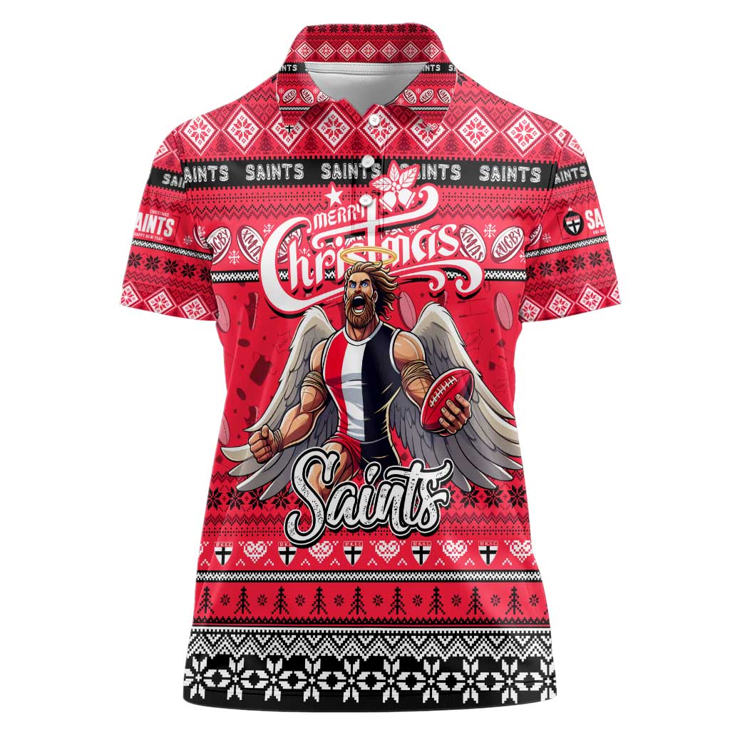 Personalized Saints Rugby Xmas Women Polo Shirt Australia AFL Mascot