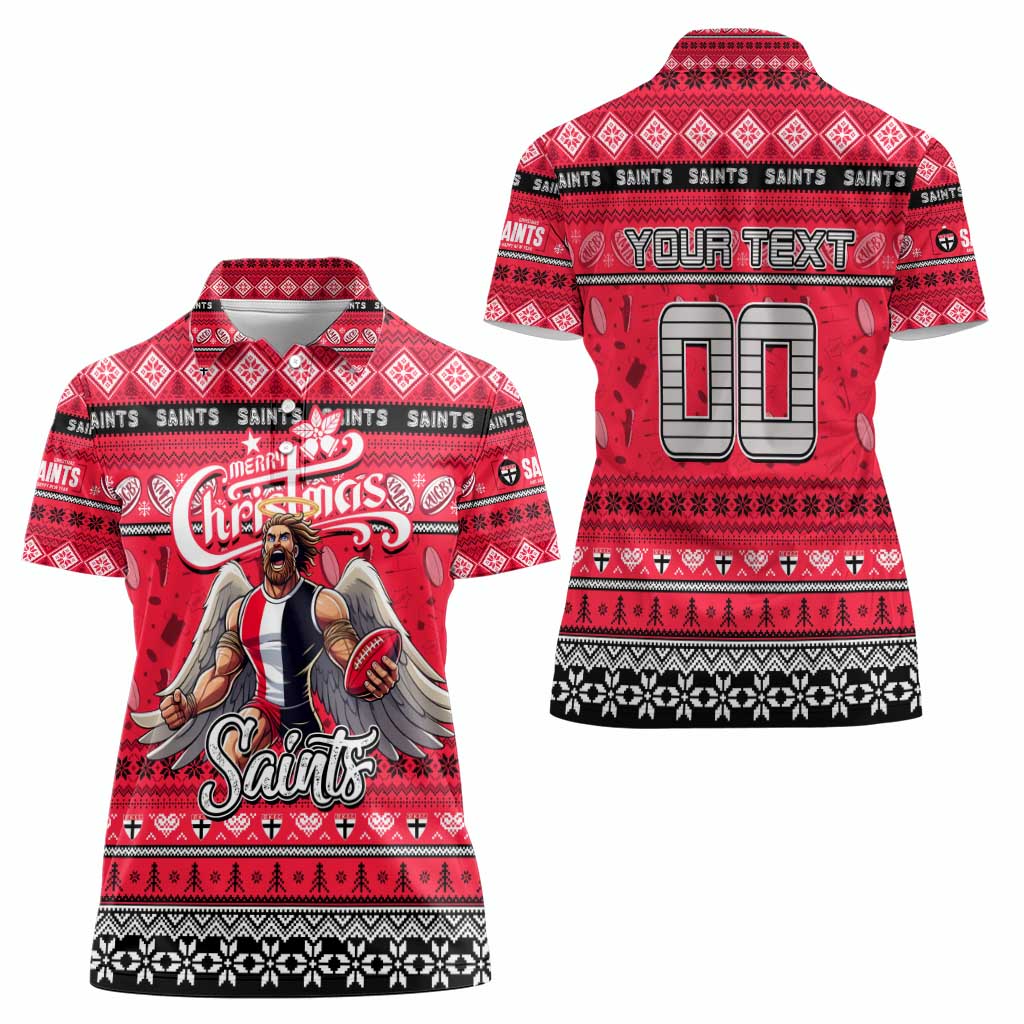 Personalized Saints Rugby Xmas Women Polo Shirt Australia AFL Mascot