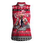 Personalized Saints Rugby Xmas Women Sleeveless Polo Shirt Australia AFL Mascot