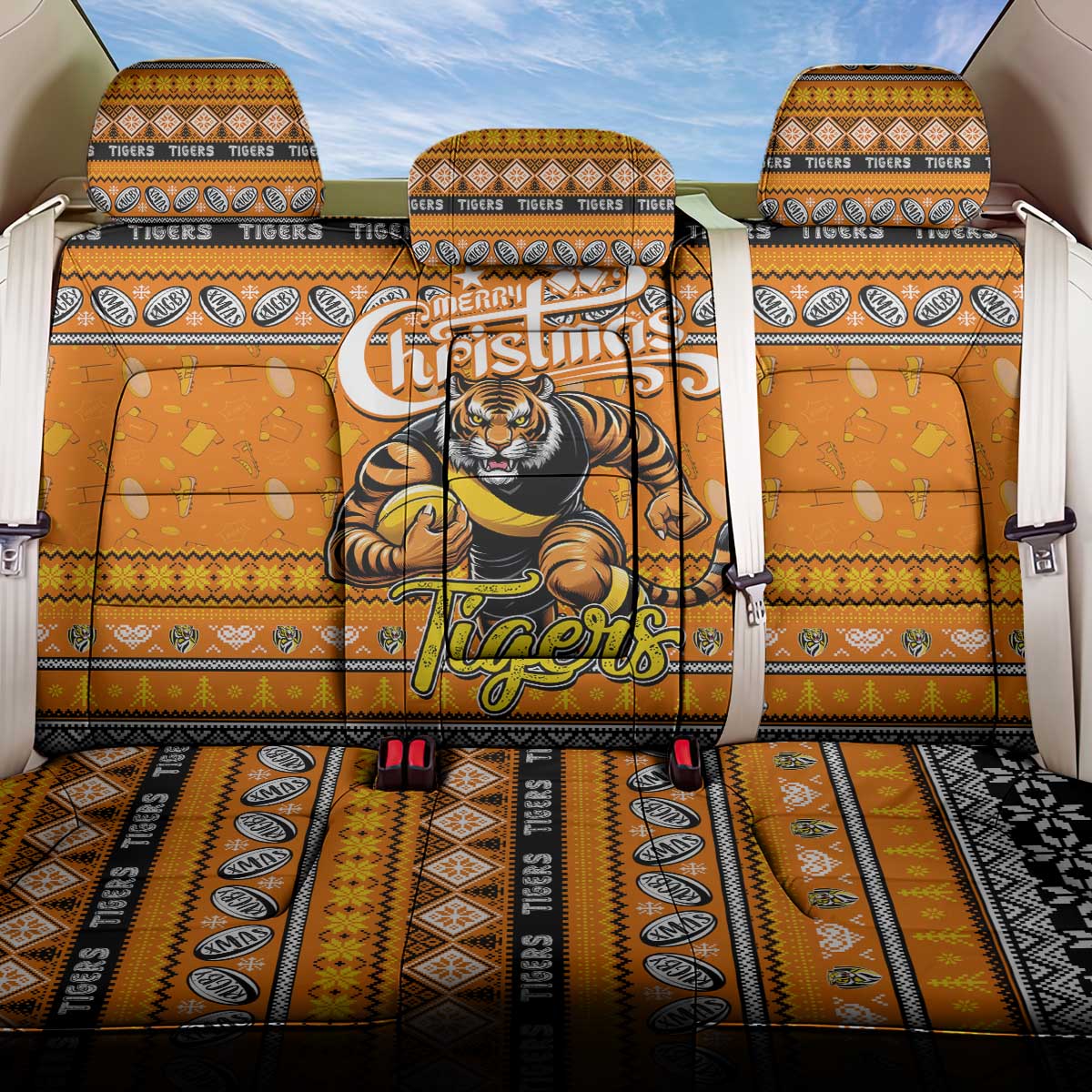 Tigers Football Xmas Back Car Seat Cover Australia AFL Mascot