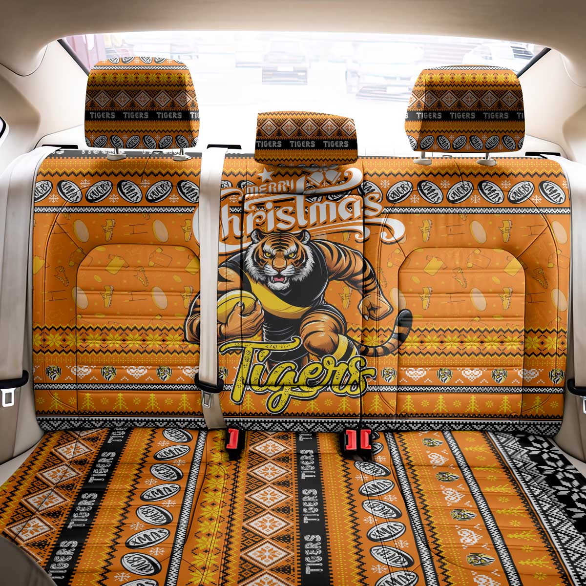 Tigers Football Xmas Back Car Seat Cover Australia AFL Mascot