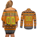 Personalized Tigers Rugby Xmas Couples Matching Off Shoulder Short Dress and Long Sleeve Button Shirt Australia AFL Mascot