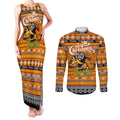 Personalized Tigers Rugby Xmas Couples Matching Tank Maxi Dress and Long Sleeve Button Shirt Australia AFL Mascot