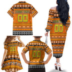 Personalized Tigers Rugby Xmas Family Matching Off The Shoulder Long Sleeve Dress and Hawaiian Shirt Australia AFL Mascot