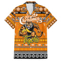 Personalized Tigers Rugby Xmas Family Matching Off The Shoulder Long Sleeve Dress and Hawaiian Shirt Australia AFL Mascot