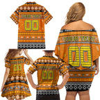 Personalized Tigers Rugby Xmas Family Matching Off Shoulder Short Dress and Hawaiian Shirt Australia AFL Mascot