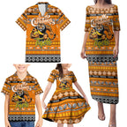 Personalized Tigers Rugby Xmas Family Matching Puletasi and Hawaiian Shirt Australia AFL Mascot