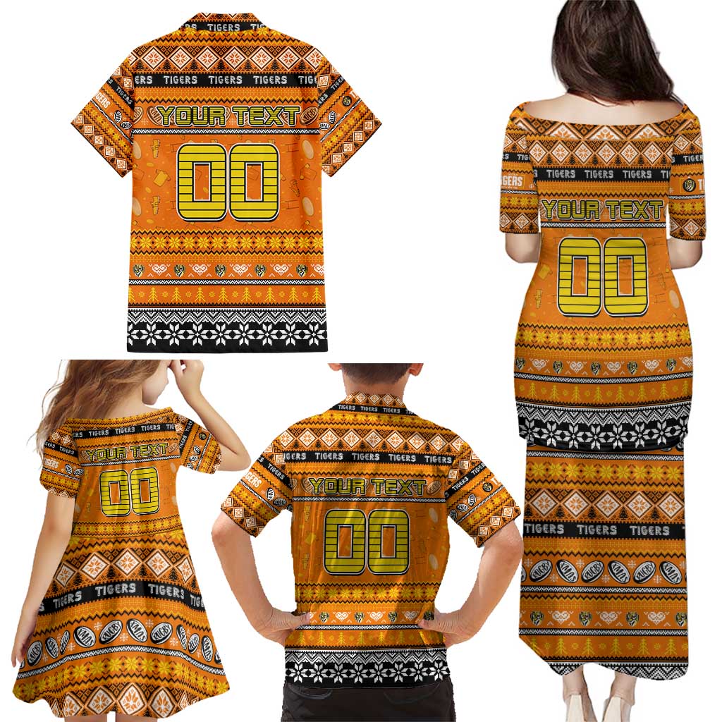 Personalized Tigers Rugby Xmas Family Matching Puletasi and Hawaiian Shirt Australia AFL Mascot