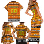 Personalized Tigers Rugby Xmas Family Matching Short Sleeve Bodycon Dress and Hawaiian Shirt Australia AFL Mascot