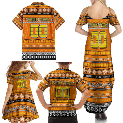 Personalized Tigers Rugby Xmas Family Matching Summer Maxi Dress and Hawaiian Shirt Australia AFL Mascot