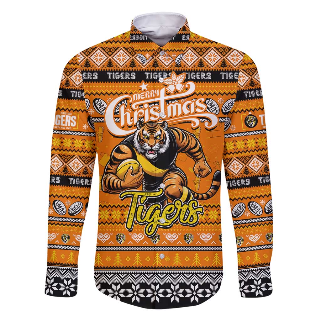 Personalized Tigers Rugby Xmas Family Matching Summer Maxi Dress and Hawaiian Shirt Australia AFL Mascot