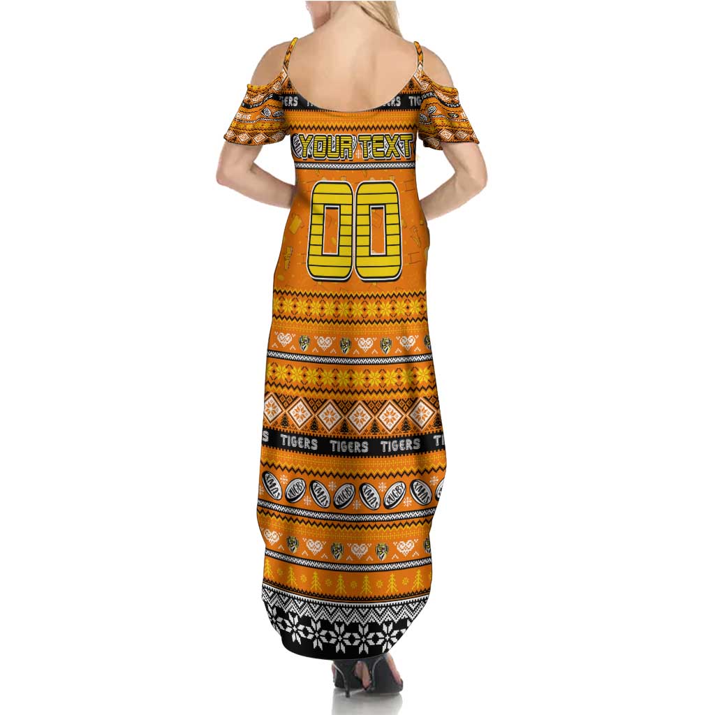 Personalized Tigers Rugby Xmas Family Matching Summer Maxi Dress and Hawaiian Shirt Australia AFL Mascot