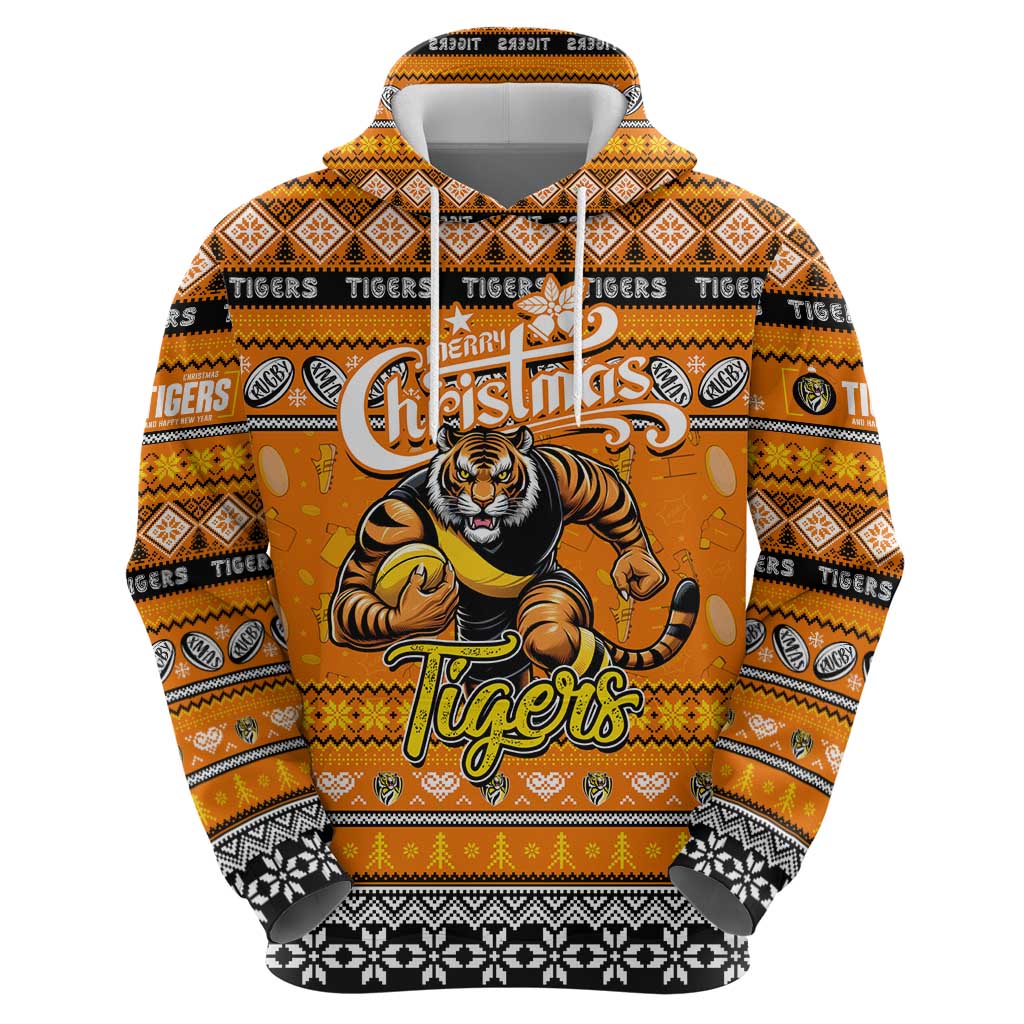 Personalized Tigers Rugby Xmas Hoodie Australia AFL Mascot