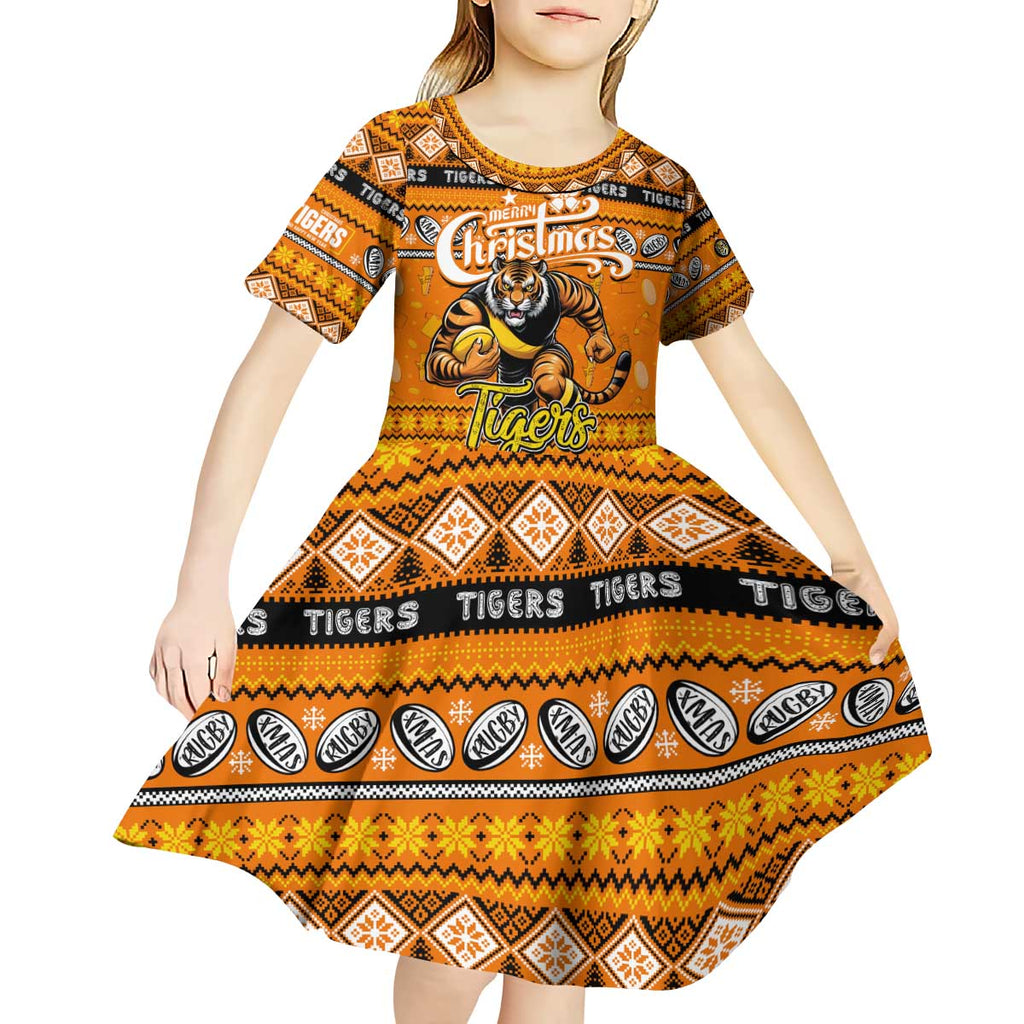 Personalized Tigers Rugby Xmas Kid Short Sleeve Dress Australia AFL Mascot