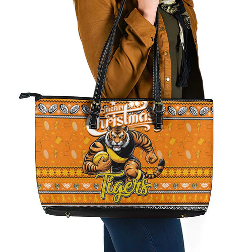 Tigers Football Xmas Leather Tote Bag Australia AFL Mascot