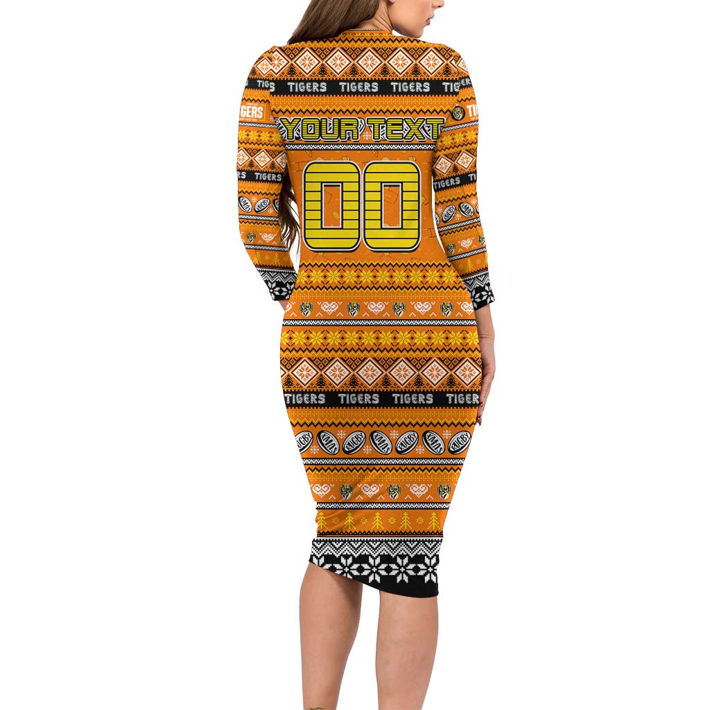 Personalized Tigers Rugby Xmas Long Sleeve Bodycon Dress Australia AFL Mascot