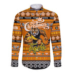 Personalized Tigers Rugby Xmas Long Sleeve Button Shirt Australia AFL Mascot