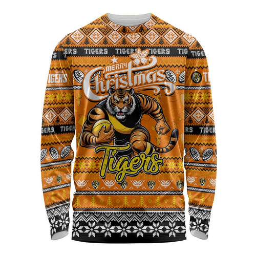 Personalized Tigers Rugby Xmas Long Sleeve Shirt Australia AFL Mascot