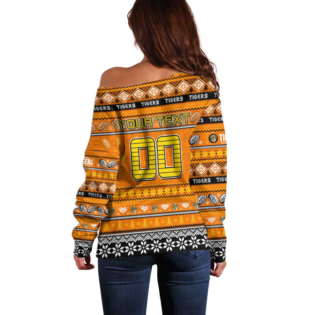 Personalized Tigers Rugby Xmas Off Shoulder Sweater Australia AFL Mascot