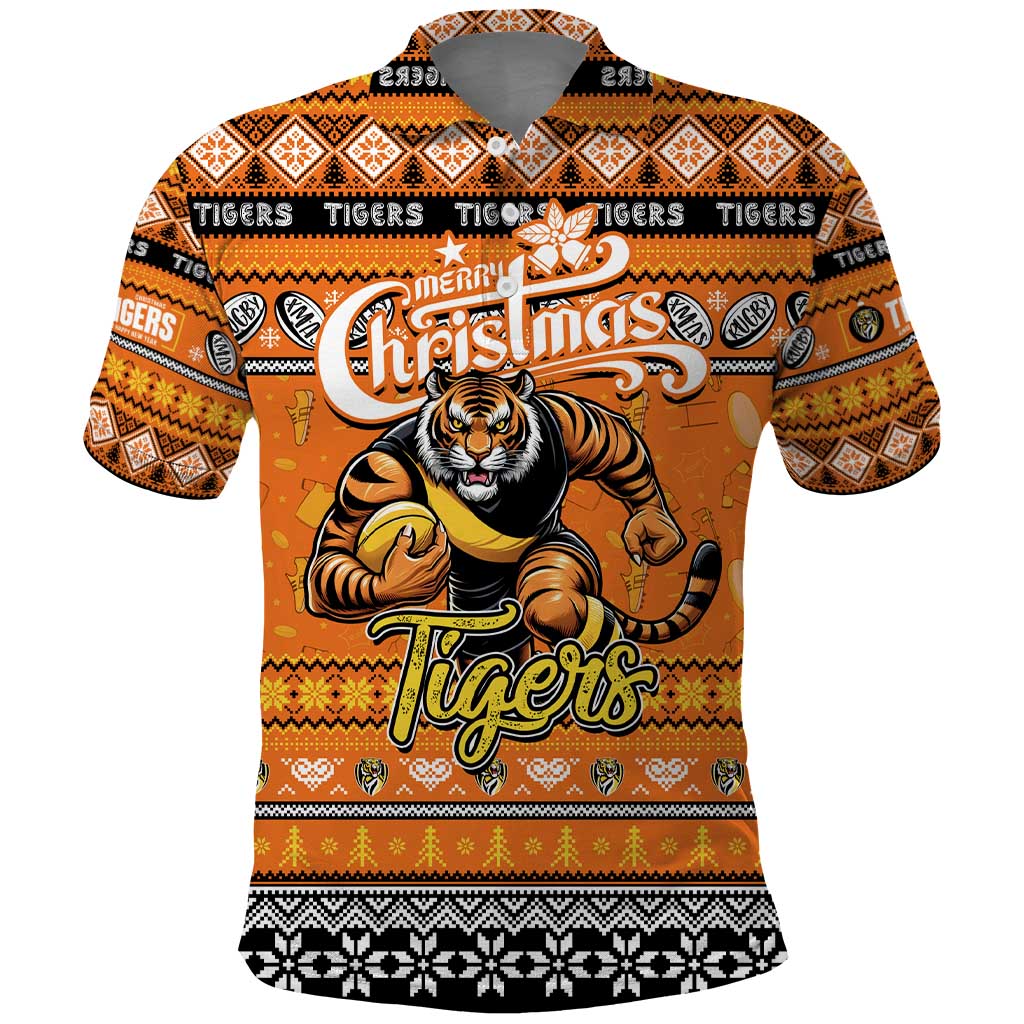 Personalized Tigers Rugby Xmas Polo Shirt Australia AFL Mascot