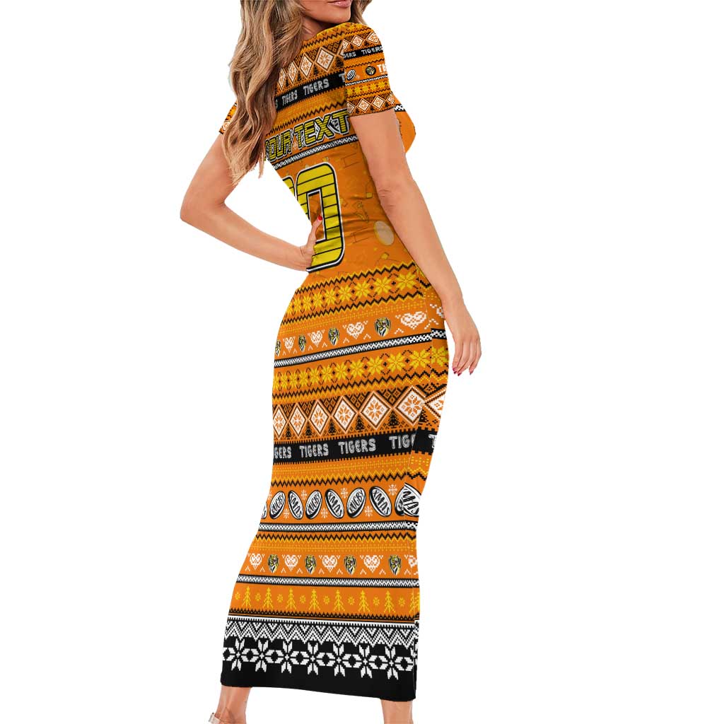 Personalized Tigers Rugby Xmas Short Sleeve Bodycon Dress Australia AFL Mascot