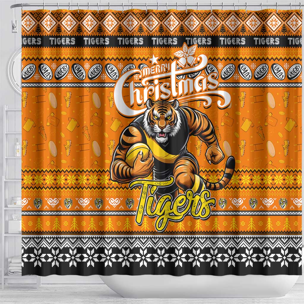 Tigers Football Xmas Shower Curtain Australia AFL Mascot