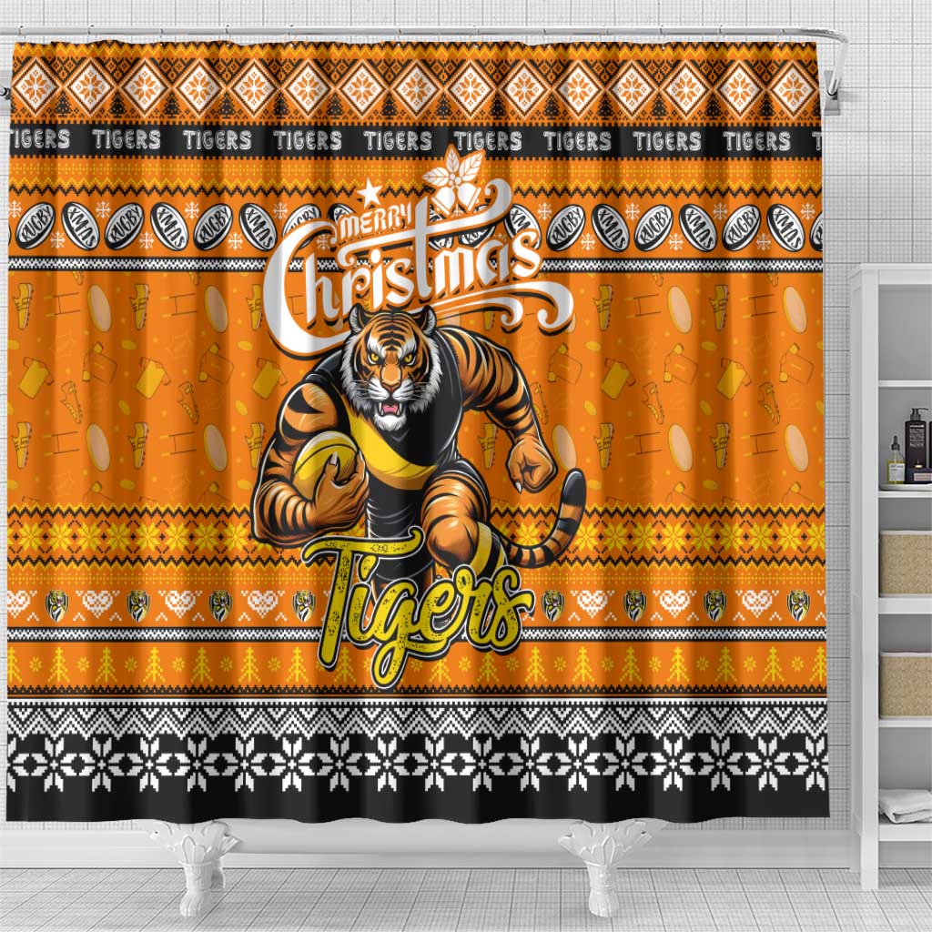 Tigers Football Xmas Shower Curtain Australia AFL Mascot