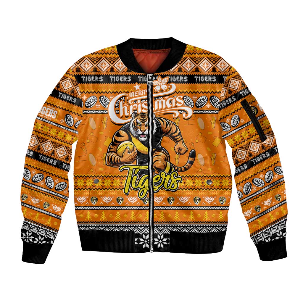 Personalized Tigers Rugby Xmas Sleeve Zip Bomber Jacket Australia AFL Mascot