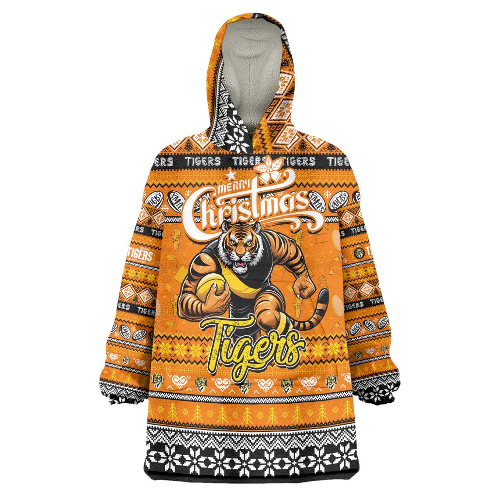 Personalized Tigers Rugby Xmas Wearable Blanket Hoodie Australia AFL Mascot