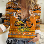 Personalized Tigers Rugby Xmas Women Casual Shirt Australia AFL Mascot