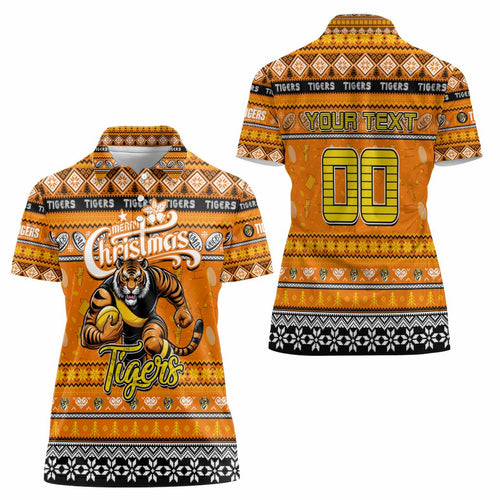 Personalized Tigers Rugby Xmas Women Polo Shirt Australia AFL Mascot