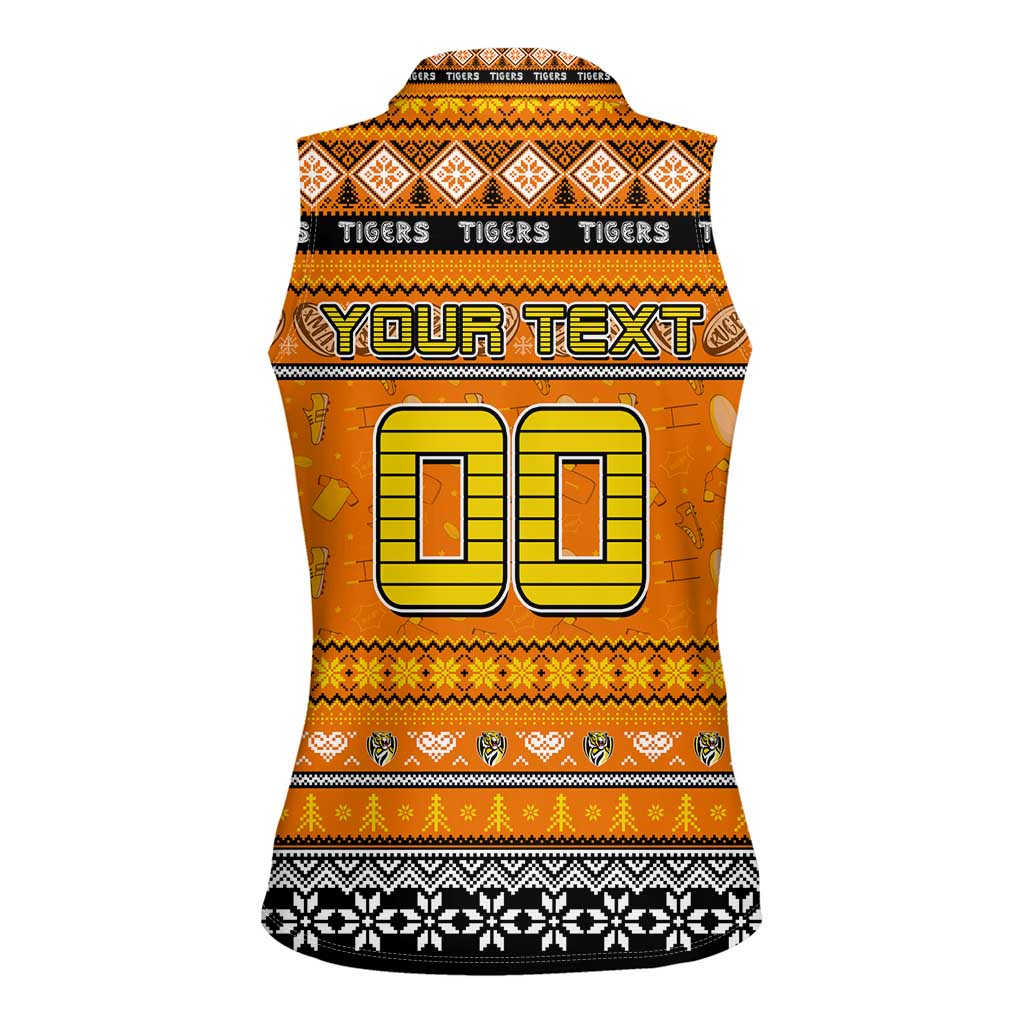 Personalized Tigers Rugby Xmas Women Sleeveless Polo Shirt Australia AFL Mascot