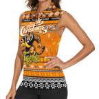Personalized Tigers Rugby Xmas Women Sleeveless Polo Shirt Australia AFL Mascot