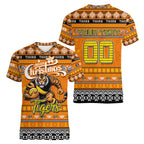 Personalized Tigers Rugby Xmas Women V-Neck T-Shirt Australia AFL Mascot