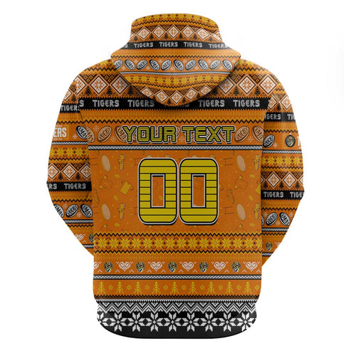 Personalized Tigers Rugby Xmas Zip Hoodie Australia AFL Mascot