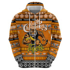 Personalized Tigers Rugby Xmas Zip Hoodie Australia AFL Mascot