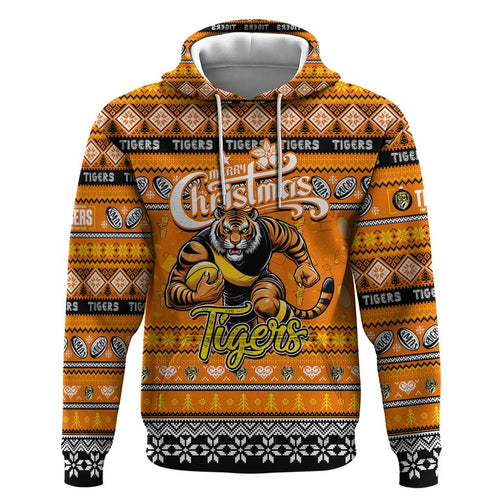 Personalized Tigers Rugby Xmas Zip Hoodie Australia AFL Mascot