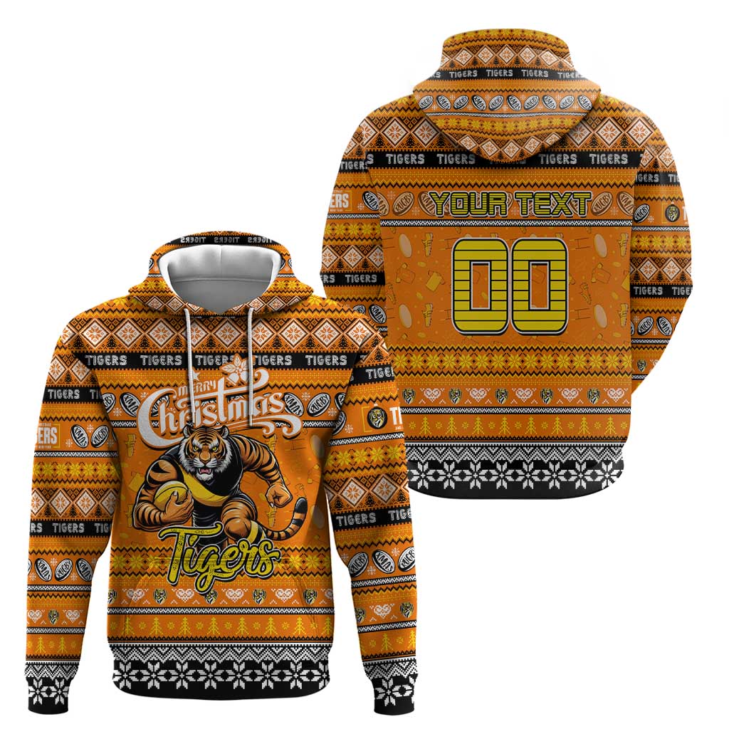 Personalized Tigers Rugby Xmas Zip Hoodie Australia AFL Mascot
